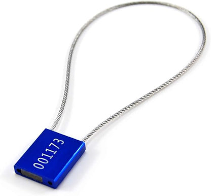 500 pcs Numbered Security Cable Seals Tamper Resistant Shipping Label Steel Metal Tags-Ties Pull Tight Truck Door Lock Disposable Self-Locking Security Strap (Blue)