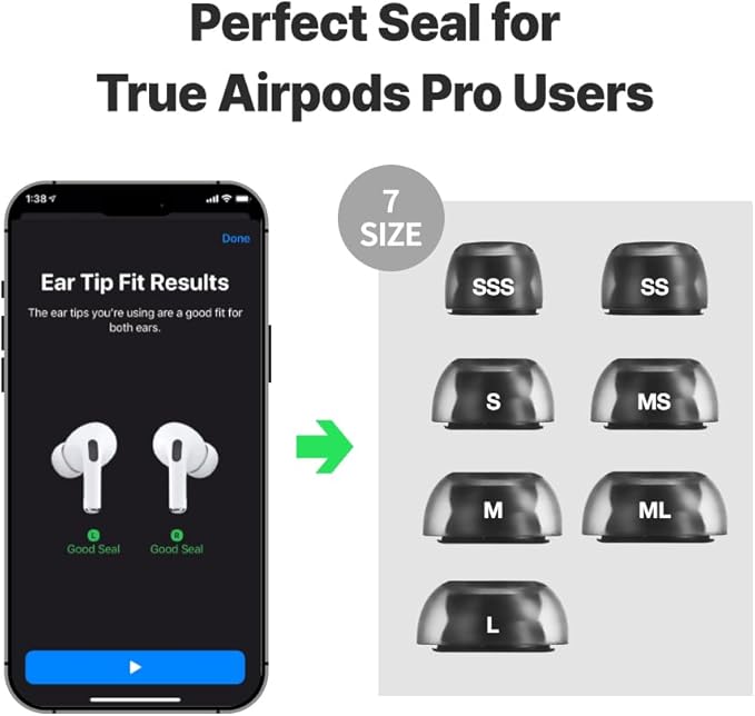 AZLA Crystal for Airpods Pro 1st & 2nd Gen (2-Pair, L) – Airpod Pro Ear Tip Replacement – Airpod Pro Tips with Premium Silicone