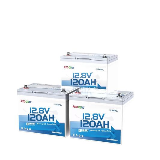 Redodo 12V 120Ah LiFePO4 Battery Group24 Lithium Battery Bluetooth 3 Pack