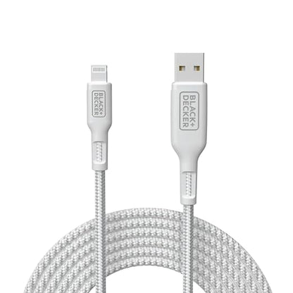 BLACK+DECKER Lightning to USB Cable - Fast Compatible iPhone Lightning Cable - Durable Braided iPhone Charger Cord - for Travel and Daily Use - Multiple Color + Length Options - 6ft