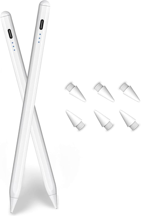 2Pack Stylus Pencil for iPad A16/11th Gen(2018-2025),Fast Charging Pen with Palm Rejection&Tilt Sensitivity Compatible with iPad 6/7/8/9/10/11,iPad-Pro 11"/12.9"/ M4, iPad-Air 3/4/5/M2/M3,Mini 5/6/7