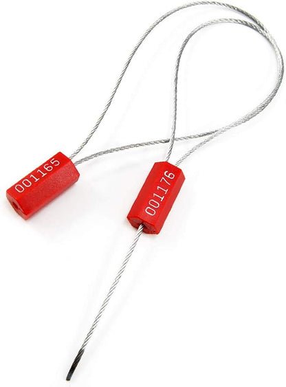 Leadseals(R) 500 Red Security Cable Seals Metal Truck Trailer Seals Tamper Proof Security Tag Seal Disposable Self-Locking Shipping Security Tags Numbered(Pack of 500 PCS)