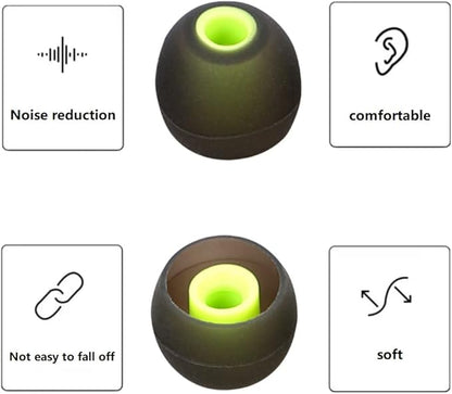 Earbuds Replacement Tips Silicone Earbud Tips Ear Gels Fit for Inner Hole from 3.8mm - 5.1mm Earphones 9 Pairs S/M/L Black-Green