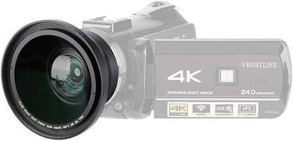 37mm 0.39X Professional HD Wide Angle Lens with Macro Lens and 37mm Phone Clip for Camcorder DSLR Camera