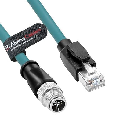 Alvin's Cables M12 8 Pin Male to RJ45 Shielded Ethernet Cable M12 X Coded 8 Position Cat6a Cable for Cognex Industrial Camera 10M/32.8ft