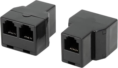 Uvital RJ12 6P6C 1 Female to 2 Female Telephone Line Splitters, Telephone Landline Cable Connector and Separator(Black,2 Pack)