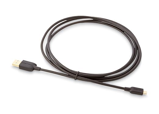 Amazon Basics USB-A to Micro USB Charging Cable, 480Mbps Transfer Speed with Gold-Plated Plugs, USB 2.0, 6 Foot, Black