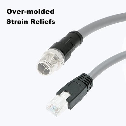 Alvin's Cables M12 8 Pin Male to RJ45 Shielded Ethernet Cable X Coded 8 Position Cat6a Cable for Cognex Industrial Camera 9.84ft/3M