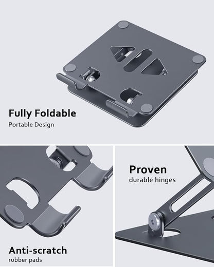 Adjustable Tablet Stand Holder for Desk, Desktop Tablet Holder, Foldable Aluminum Tablet Mount for iPad pro 12.9, iPad Air Mini, Samsung Galaxy Tabs Z Fold Kindle Fire,4-12 inch, Grey