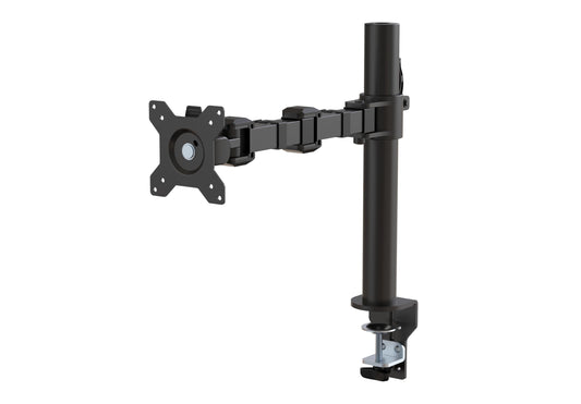 Amazon Basics Single Computer Monitor Stand with Cable Management, Height Adjustable VESA Desk Arm Mount, Fully Adjustable Tilt and Rotation, Steel, Black, Fits 13-30" Screens