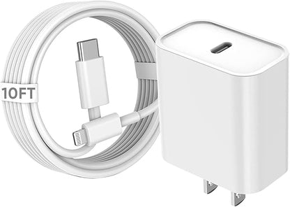 10FT iPhone Fast Charger,[Apple MFi Certified]10Foot Extra Long USB C to Lightning Cable PD Fast Charger iPhone Block Cubes Adapter Quick Charging for iPhone14 Pro Max/14 Plus/13 Pro/Mini/12/11/X,iPad