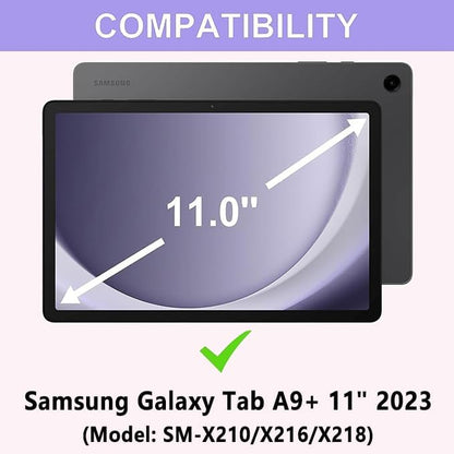 Keyboard Case for Samsung Galaxy Tab A9 Plus 5G 11 inch 2023 (SM-X210/X216/X218), 7 Color Backlit Detachable Keyboard Bluetooth, Smart Folio Cover with S Pen Holder for Galaxy Tab A9+ 11"(Purple)