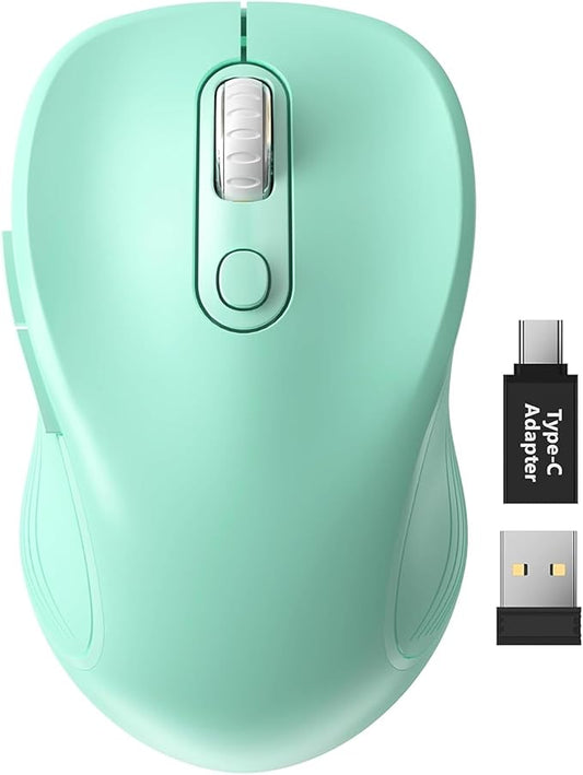 Trueque Wireless Mouse for Laptop, Ergonomic 6-Button Mouse, Mint Green