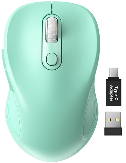 Trueque Wireless Mouse for Laptop, Ergonomic 6-Button Mouse, Mint Green