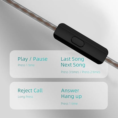 keephifi KZ EDX Pro in Ear Monitors with Microphone KZ IEM Earphones Dual DD HiFi Stereo Sound Wired Earphones Noise Cancelling Earbuds for Musicians Singer Audiophiles (White, with Mic)