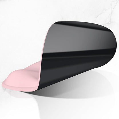 ITNRSIIET Ergonomic Mouse Pad with Wider Memory Foam Wrist Rest +17%, Curved Cushion Reduces Pressure 20%, Pain Relief, Non-Slip, Smooth, Cute Color Desk Accessory, 9.85 x 9 inch, Blush Pink