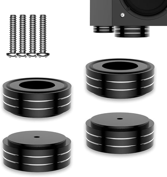Viborg HiFi Speaker Spikes Isolation Stand Feet Pads 58x22MM, 4X Speaker Floor Protector Shock Absorber with Rubber Ring and Mounting Screws(M4*0.7) for AMP Turntable DAC Recorder