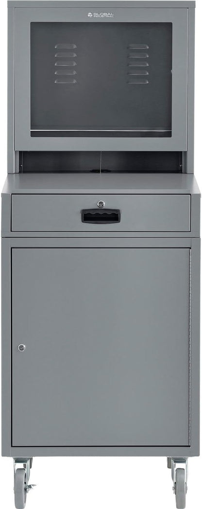 Global Industrial Mobile Security LCD Computer Cabinet Enclosure, Gray