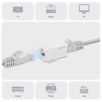 FGB 10 Gbps CAT6A RJ45 Keystone Coupler 25-Pack, Ethernet Keystone Jack, Ethernet Coupler Female to Female UTP for Cat6a/Cat6/Cat5e/Cat5, White