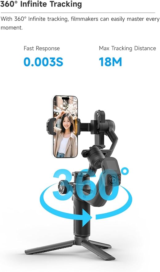 FeiyuTech SCORP Mini 3 Gimbal Stabilizer for Smartphone, Built-in AI Tracking Module & Cooling Fan, 2KG Payload 3-Axis Phone Gimbal with Integrated Grip Design, Gimbal Stabilizer for iPhone & Android