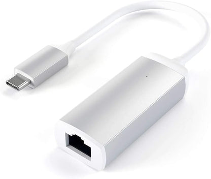 Satechi USB C to Ethernet Cable, Type-C Gigabit Ethernets Adapter, Aluminum Portable Ethernet-to-USB Converter for MacBook Pro/Air, iPad Pro/Air/Mini, Windows Laptop, Switch (Silver)