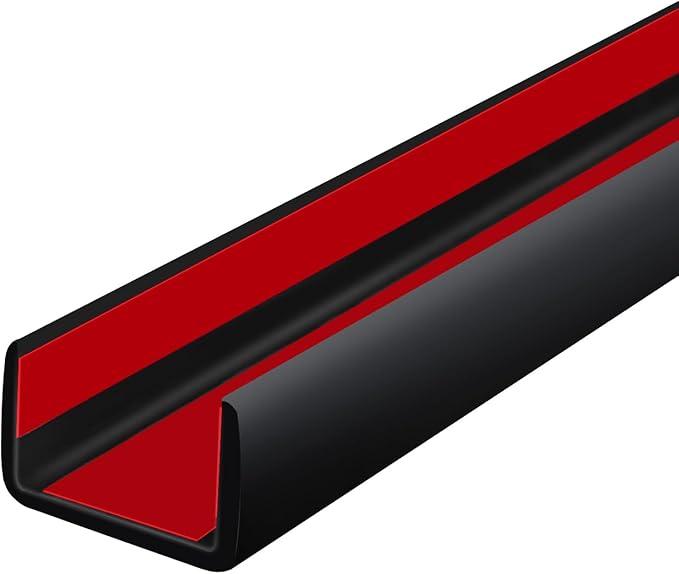 Rubber Edge Trim, Self Adhesive U Channel Edge Trim, Big Size U Shaped Trim, Edge Banding for Plywood, Woods, Shelf, Cabinet, Countertop, Fit for 5/8", Length 20Ft, Black