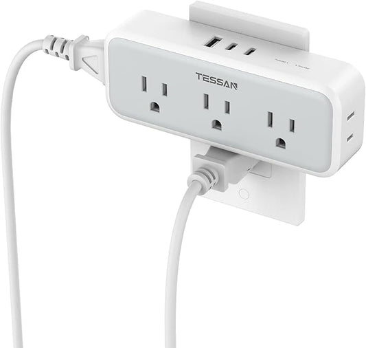 TESSAN Multiple Plug Surge Protector, Multi Plug Outlet Extender, Grey