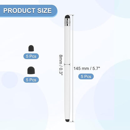 PATIKIL 5 Pcs Stylus Pens for Touch Screens, 2 in 1 High Sensitivity Universal Pen Capacitive Stylus for Phone Tablets Laptop Touch Screen Devices, White