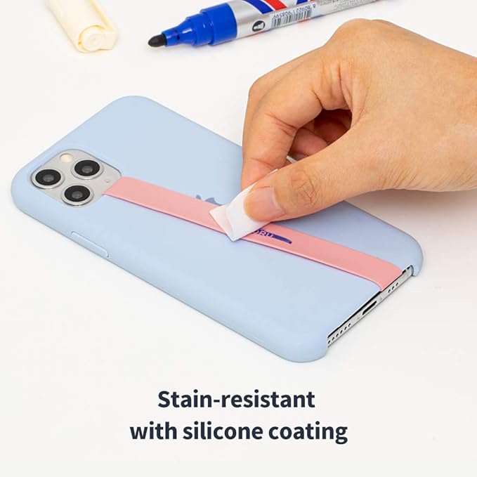 Sinjimoru Stretchable Silicone Phone Strap, Flexible and Elastic Grip Holder for iPhone & Android, Secure Phone Loops Finger Grip with Wireless Charging Support Sinji Loop Navy