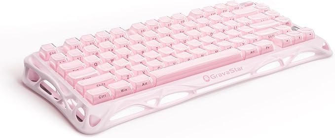 GravaStar Mercury K1 75% Pink Wireless Keyboard, Aluminum Alloy Exoskeleton Design Mechanical Gaming Keyboard, Gasket Hot-Swap Socket, Linear Switches, RGB Backlit