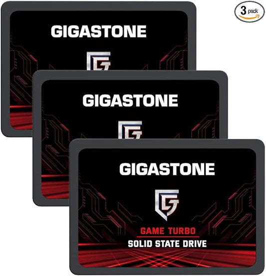 Gigastone 256GB Game Turbo SSD (3-Pack) Up to 540MB/s with SLC Caching Gaming/PC/Desktop/Laptop Upgrade SSD 5-Year Warranty 2.5" SATA Internal Disk Solid State Drives 2.5 inches SATA 3.0 Disk