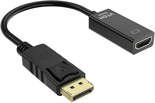 YGKSAA 4K DisplayPort to HDMI Adapter, 1PCS Gold-Plated Uni-Directional DisplayPort PC to HDMI Screen Converter (Male to Female), Supports 3840x2160@30Hz