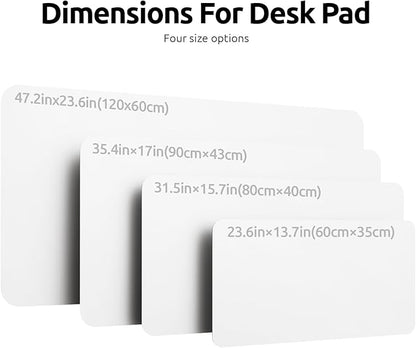 YSAGi Leather Desk Protector, Office Mat, Large Mouse Mat, Non-Slip PU Leather Blotter, Laptop Desk, Waterproof Writing Pad for Office and Home (White, 31.5" x 15.8")