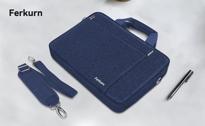 Ferkurn Laptop Bag Case for Women Men Computer Bag Compatible with HP Envy Pavilion Omen/LG Gram/MSI/Dell Inspiron XPS/Lenovo/Acer, Shoulder Strap Carrying Messenger Briefcase, Blue, 17 17.3 Inch