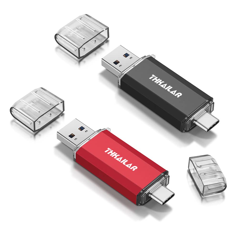 Thkailar 2 Pack USB C Flash Drive 64GB 2 in one OTG USB 3.1 Thumb Drive