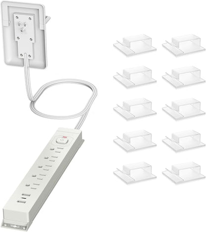 6FT Ultra-Thin Flat Plug Power Strip with 5 Outlets & 3 USB Ports | Child & Pet-Safe, 1625W, Wall-Mounted Cord Organizer, Universal Size Outlet & Plug Concealer with Cord Clips(UL Listed)