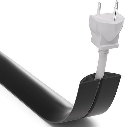 ZhiYo 5.6ft Cord Covers for Wires on Floor, Cord Hider Floor Hide Extension Cords, Soft PVC Cable Cover Cable Protector, Wire Cavity W0.62in H0.31in, Black