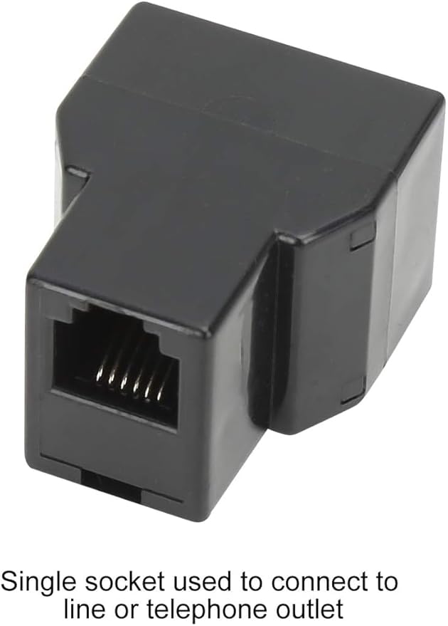 Uvital RJ12 6P6C 3 Female Telephone Line Splitters, Phone Jack Splitter, Telephone Landline Cable Connector and Separator(Black, 10 Pack)