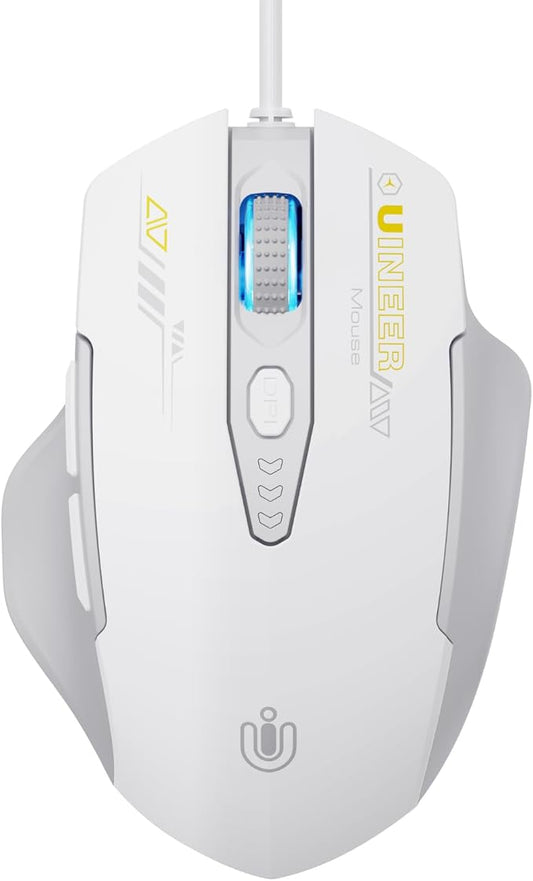 Uineer Wired Mouse, USB-A Computer Mouse with 6 Buttons,Adjustable
