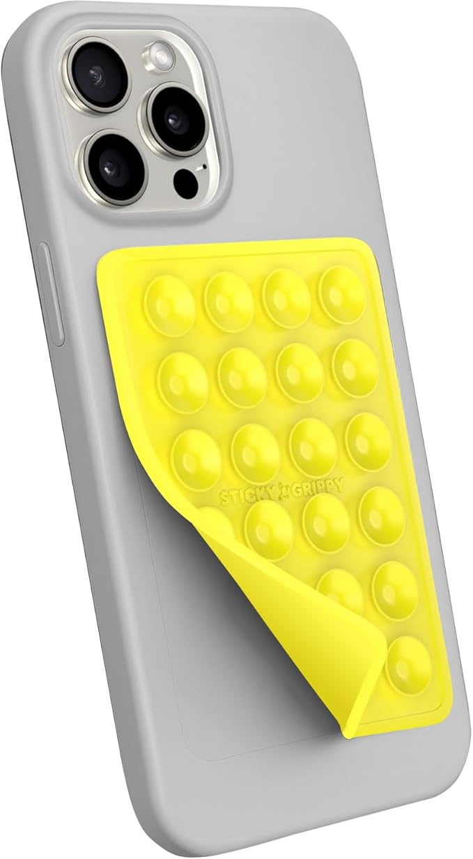 StickyGrippy Suction Phone Case Mount, Sillicon Adhesive Phone Accessory for iPhone and Android, Hands-Free Fidget Toy Mirror Shower Phone Holder, Tiktok Videos and Selfies (Blue)
