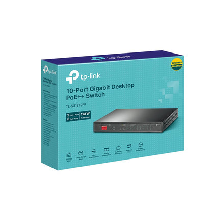 TP-Link TL-SG1210PP, 8 Port Gigabit PoE Switch, 6 PoE+ 2 PoE++ Ports, 123W