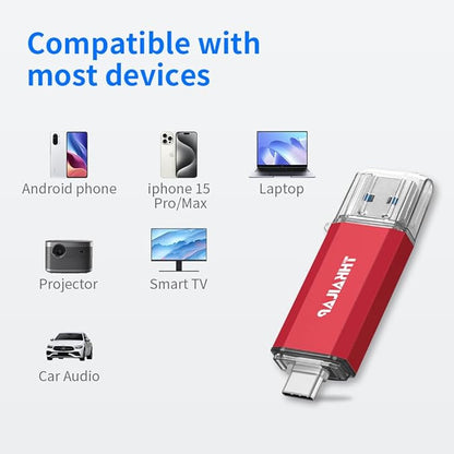 Thkailar 1TB USB C Flash Drive for MacBook and Android Phones,Thumb Drive with USB A and USB C for PC,Laptop,Portable External Storage for Pictures,Videos and Music