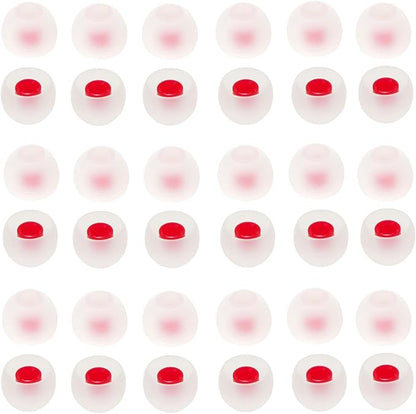 36 Pieces Medium Earbud Tips Soft and Comfortable Ear Bud Replacement Pieces Silicone Fit Most in-Ear Headphones，Inner Hole 3.8mm -5.5mm，Medium White and Red Replacement Eartips
