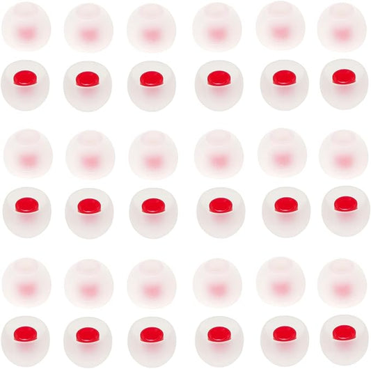 36 Pieces Medium Earbud Tips Soft and Comfortable Ear Bud Replacement Pieces Silicone Fit Most in-Ear Headphones，Inner Hole 3.8mm -5.5mm，Medium White and Red Replacement Eartips