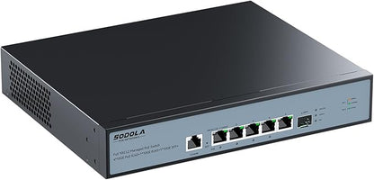 SODOLA 10Gb L2 Managed PoE Switch 150W|1X 10G SFP+&4 x 10GBase-T PoE Ports+1x10GBase-T Uplink, Max 90W PoE Output,IEEE802.3af/at/bt,Desktop&Wall Mount 10G Managed PoE Network Switch