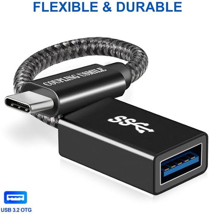 USB C to USB 3.2 Adapter [2pcs Black], Transfer up to 10Gbps, Type C to USB(Male-Female OTG Cable USBC to USB Adapter Compatible with MacBook Pro/Air, iPhone 15 Pro Max Plus