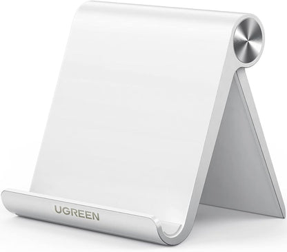 UGREEN Cell Phone Stand for Desk Phone Holder Foldable Portable Adjustable Compatible with iPhone 16 15 14 13 Pro Max, iPhone 12 11 Plus SE XS XR 8 7, Office Desk Travel Accessories, White