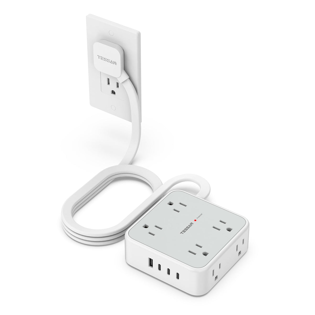 TESSAN Surge Protector Power Strip with 900J Surge Protection, 20 Ft, Grey