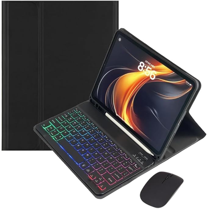 for iPad 11th (A16,2025) 11-inch, iPad 10th Gen 10.9 Inch 2022 Keyboard Case with Mouse and Rainbow Backlit Magnetic Detachable Bluetooth Keyboard Cover,Black