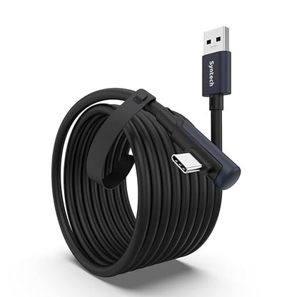 Syntech Link Cable 16 FT Compatible with Oculus/Meta Quest 3/Meta Quest 3S, Quest2/Pro/Pico 4/Ultra Accessories and PC/SteamVR, High Speed PC Data Transfer, USB 3.0 to USB Cable for VR Headset, Black